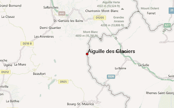 Aiguille des Glaciers Location Map