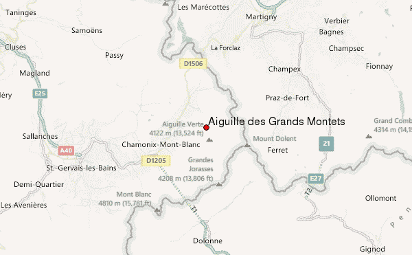 Aiguille des Grands Montets Location Map