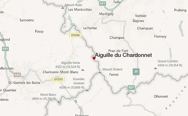Aiguille du Chardonnet Location Map