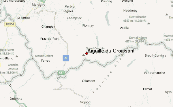 Aiguille du Croissant Location Map