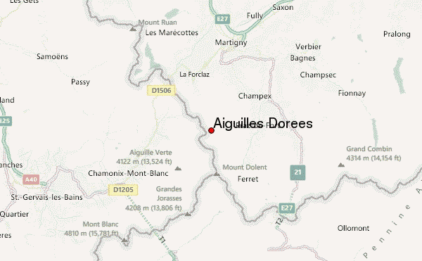 Aiguilles Dorées Location Map