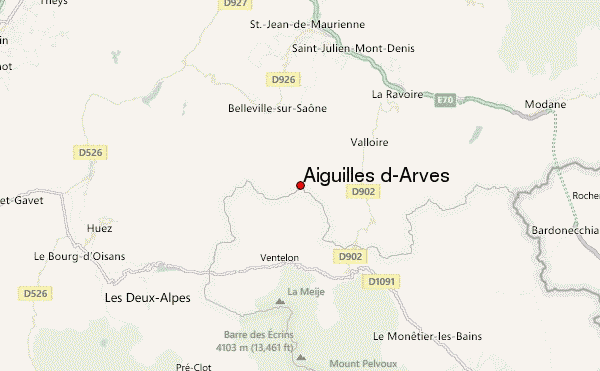 Aiguilles d'Arves Location Map