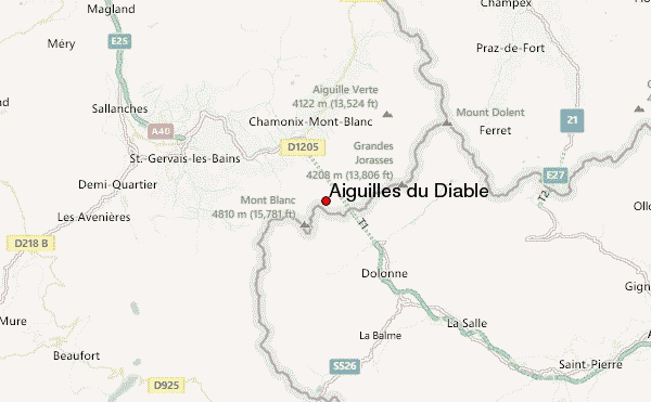 Aiguilles du Diable Location Map