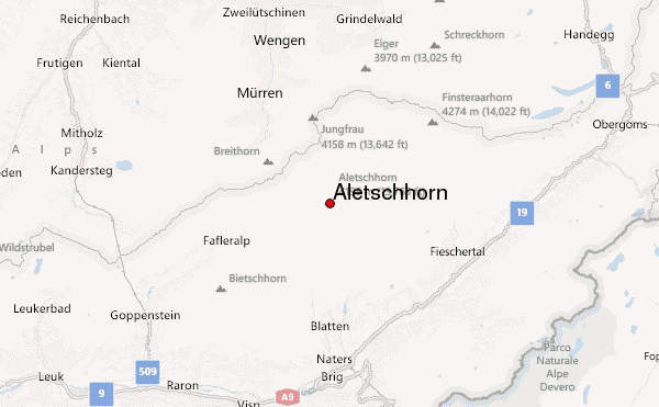 Aletschhorn Location Map