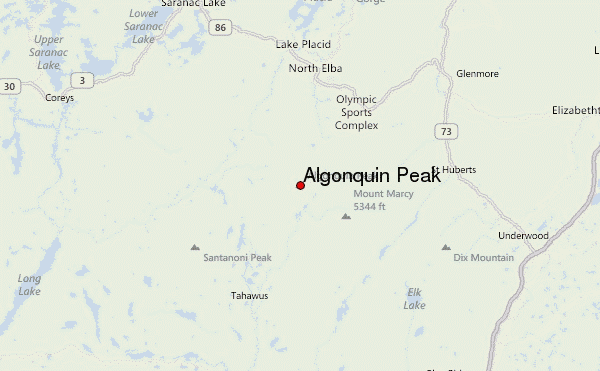 Algonquin Peak Location Map