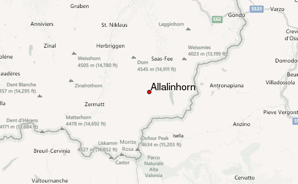 Allalinhorn Location Map