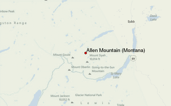 Allen Mountain (Montana) Location Map