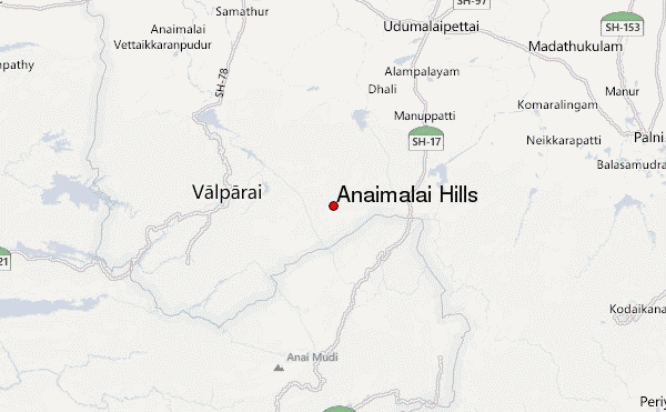 Anaimalai Hills Location Map
