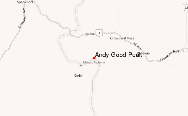 Andy Good Peak Location Map