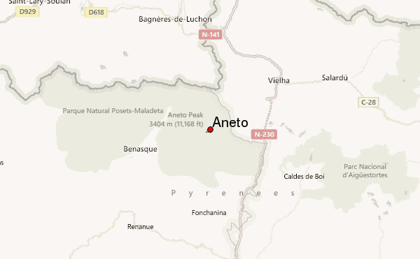 Aneto Location Map