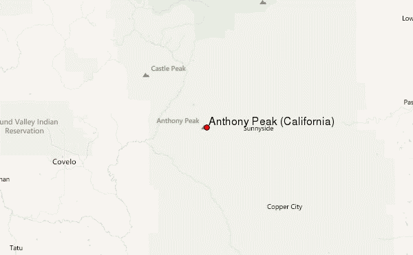 Anthony Peak (California) Location Map