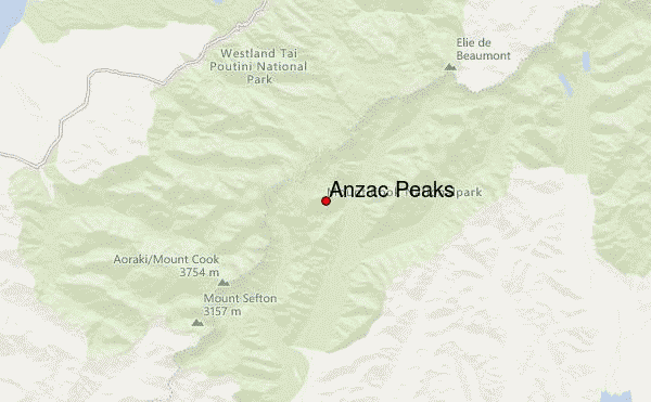 Anzac Peaks Location Map