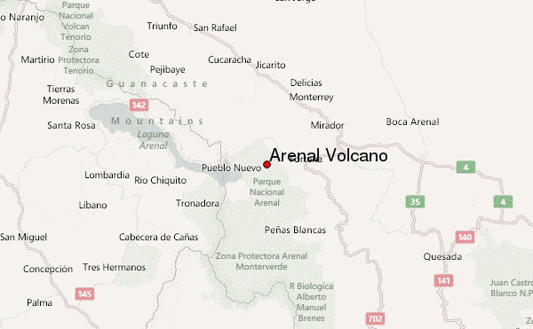 Arenal Volcano Location Map