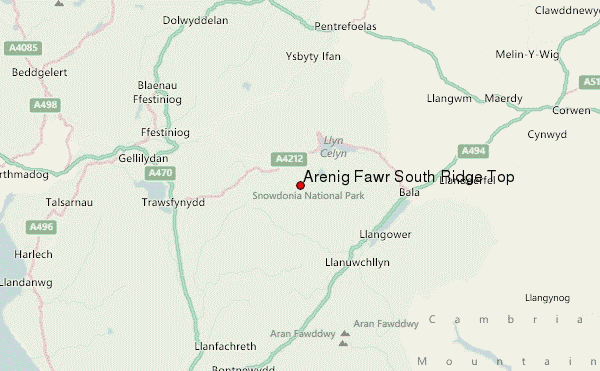 Arenig Fawr South Ridge Top Location Map