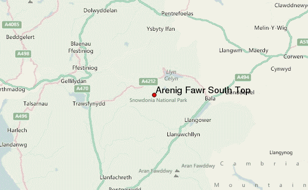 Arenig Fawr South Top Location Map