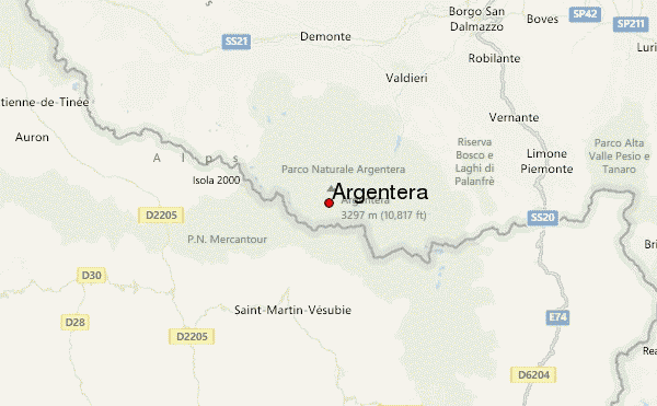 Argentera Location Map