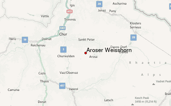 Aroser Weisshorn Location Map