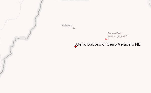 Cerro Baboso or Cerro Veladero NE Location Map