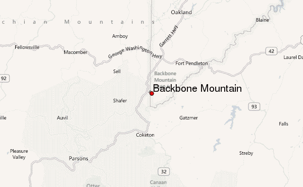 Backbone Mountain Location Map