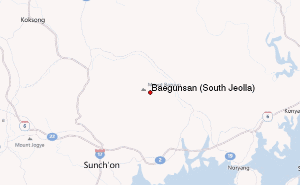 Baegunsan (South Jeolla) Location Map