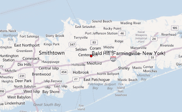 Bald Hill (Farmingville, New York) Location Map