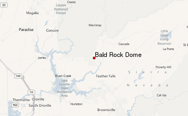 Bald Rock Dome Location Map