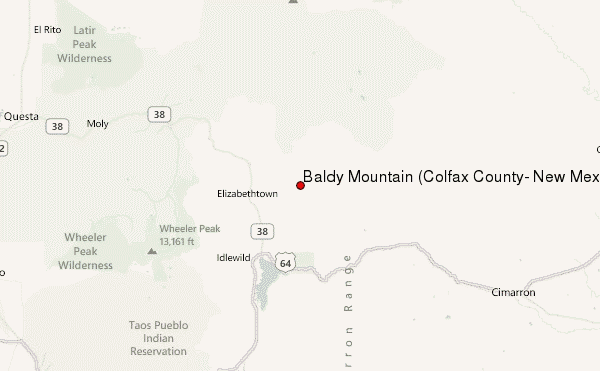 Baldy Mountain (Colfax County, New Mexico) Location Map