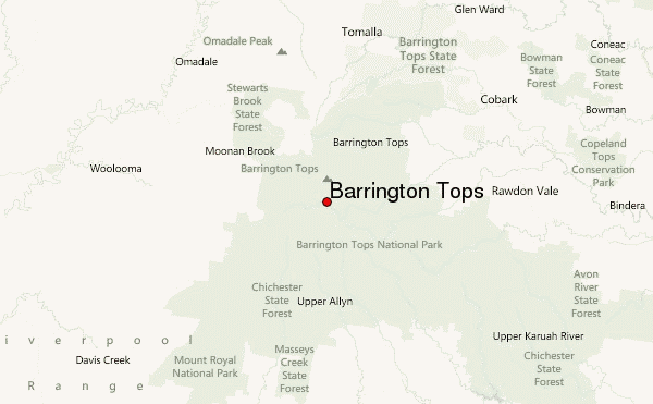 Barrington Tops Location Map