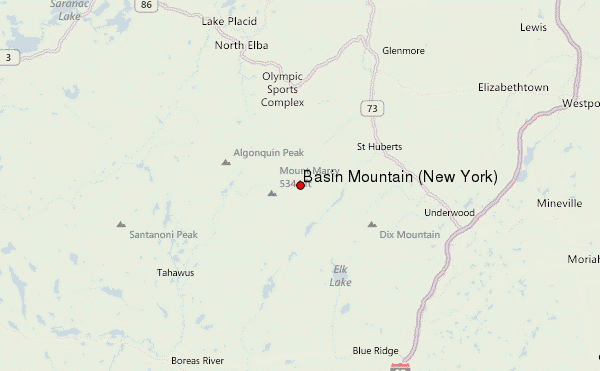 Basin Mountain (New York) Location Map