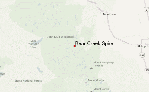 Bear Creek Spire Location Map