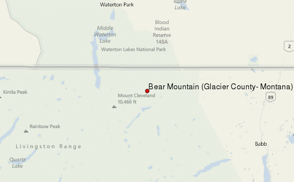 Bear Mountain (Glacier County, Montana) Location Map