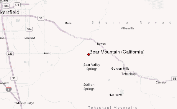 Bear Mountain (California) Location Map