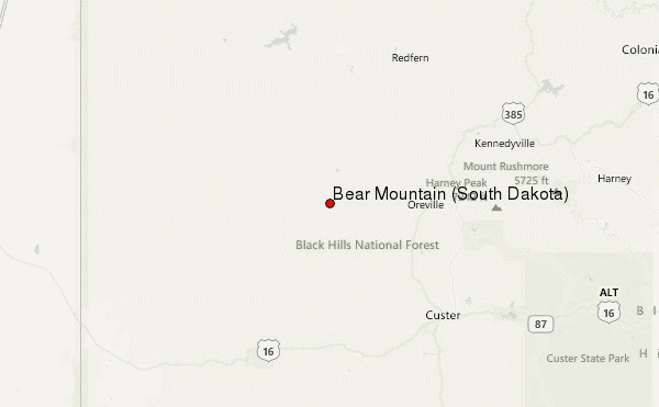 Bear Mountain (South Dakota) Location Map