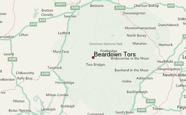Beardown Tors Location Map