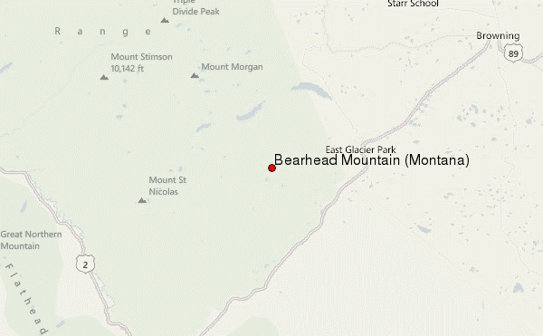 Bearhead Mountain (Montana) Location Map