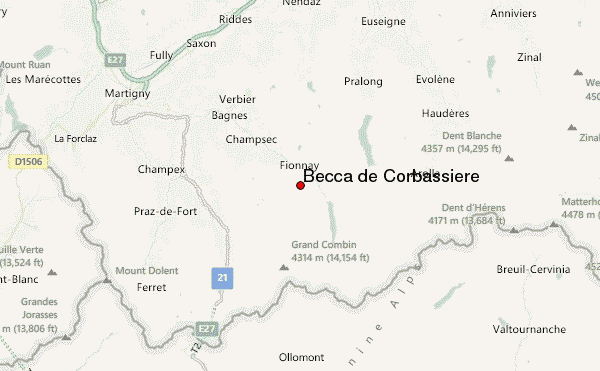 Becca de Corbassière Location Map
