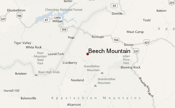 Beech Mountain Location Map