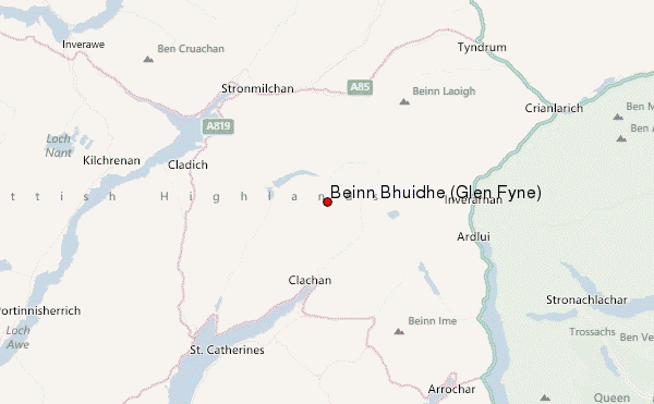 Beinn Bhuidhe (Glen Fyne) Location Map