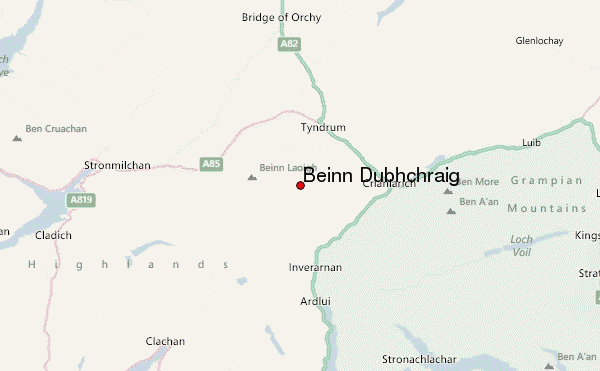 Beinn Dubhchraig Location Map