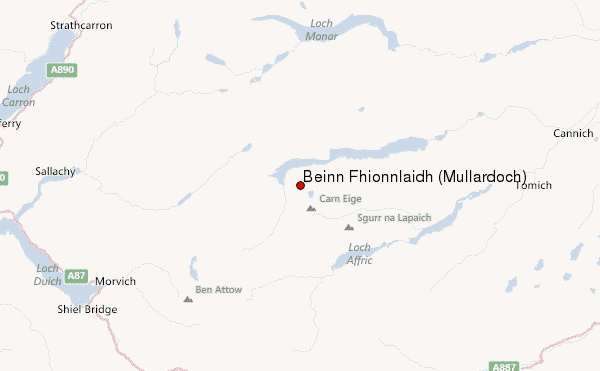 Beinn Fhionnlaidh (Mullardoch) Location Map