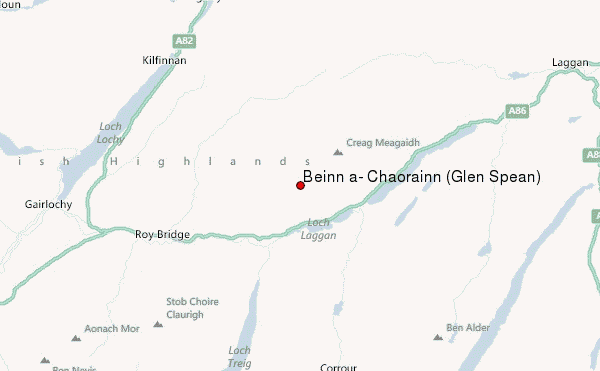Beinn a' Chaorainn (Glen Spean) Location Map
