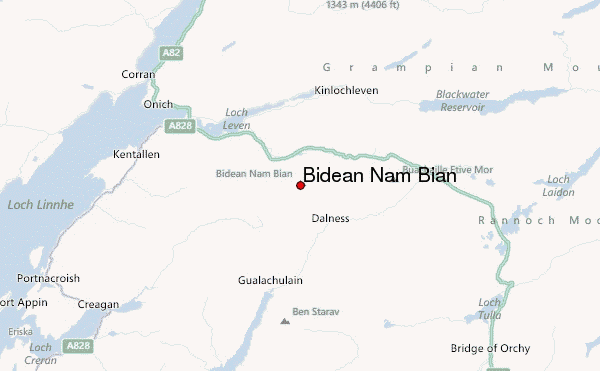 Bidean Nam Bian Location Map