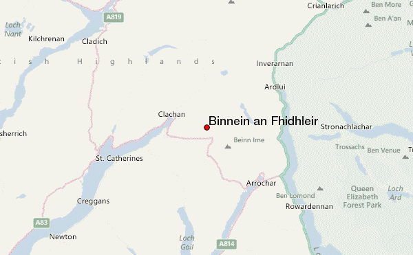 Binnein an Fhidhleir Location Map