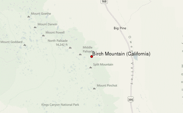 Birch Mountain (California) Location Map