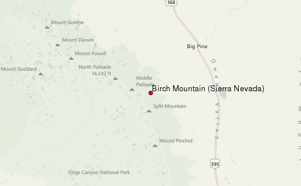 Birch Mountain (Sierra Nevada) Location Map
