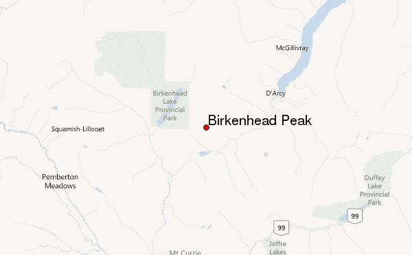 Birkenhead Peak Location Map