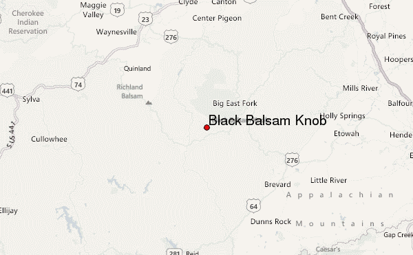 Black Balsam Knob Location Map