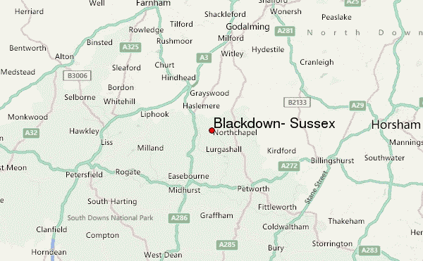 Blackdown, Sussex Location Map