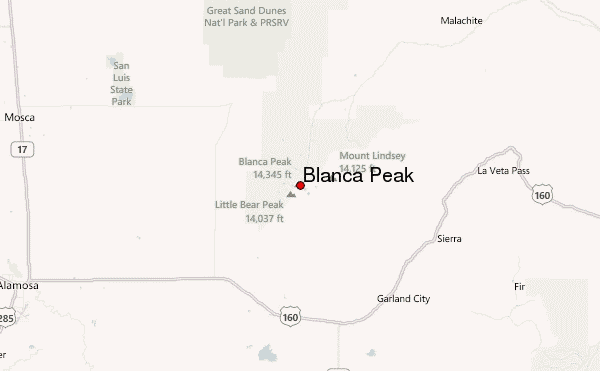Blanca Peak Location Map