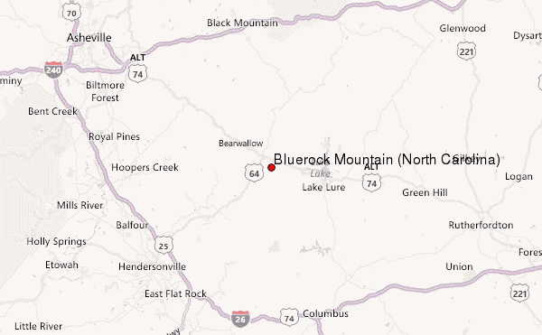 Bluerock Mountain (North Carolina) Location Map
